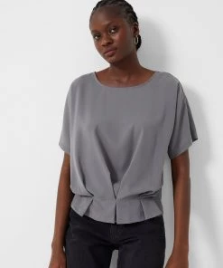 French Connection Augusta Pleat Peplum-Hem Top