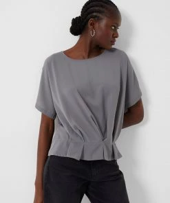 French Connection Augusta Pleat Peplum-Hem Top