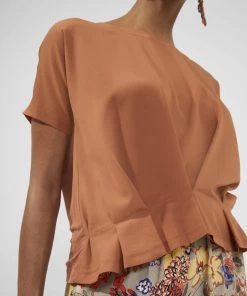 French Connection Augusta Pleat Peplum-Hem Top Tops