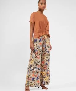 French Connection Augusta Pleat Peplum-Hem Top Tops