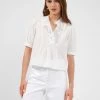 French Connection Alowie Organic Embroidered Cropped Blouse