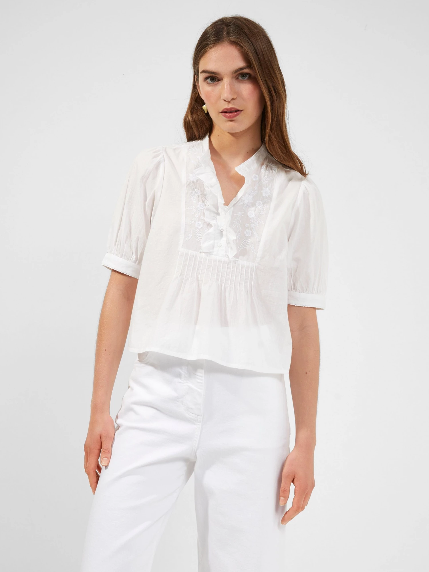 French Connection Alowie Organic Embroidered Cropped Blouse 3 French Connection Alowie Organic Embroidered Cropped Blouse