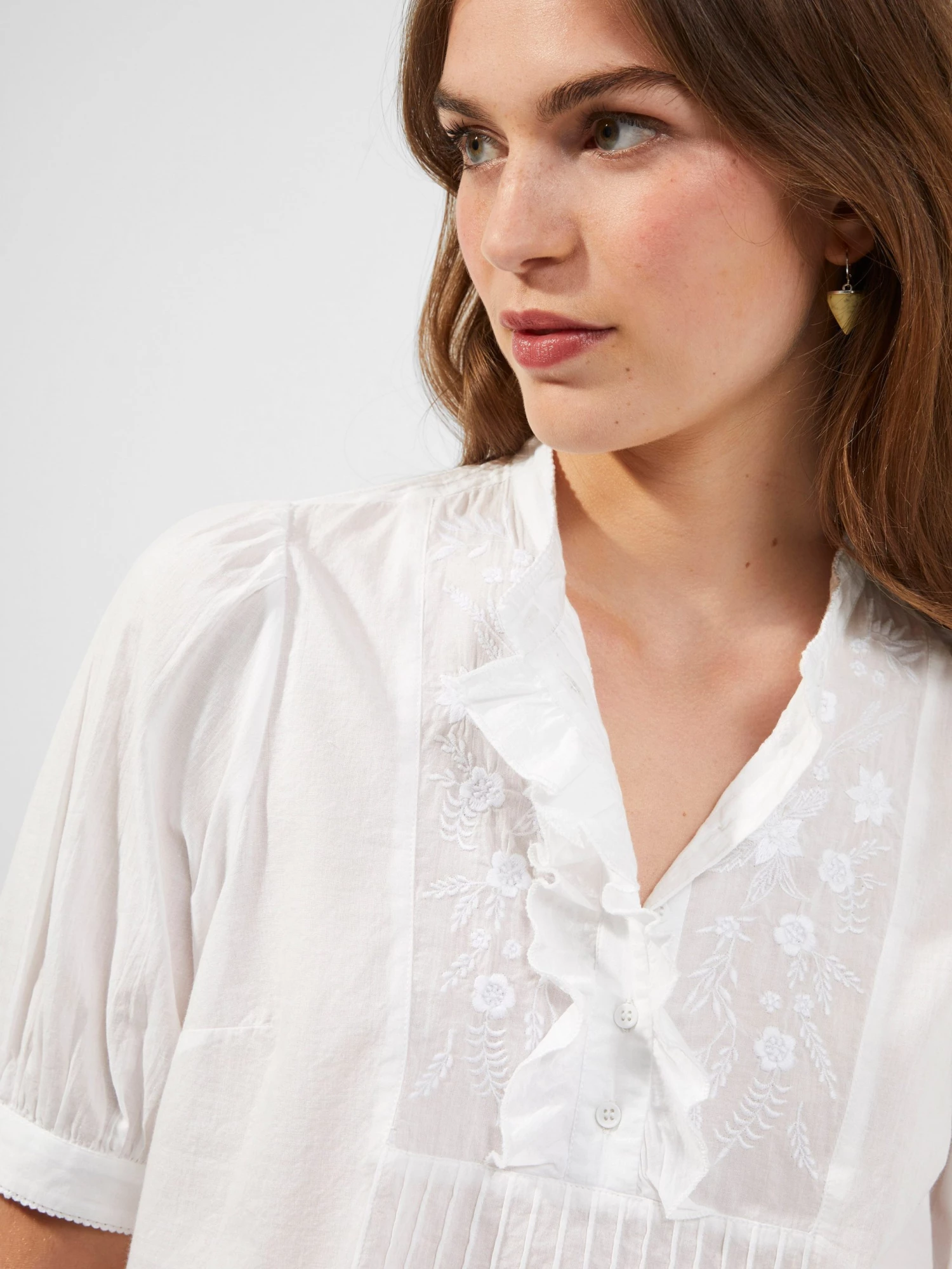 French Connection Alowie Organic Embroidered Cropped Blouse 4 French Connection Alowie Organic Embroidered Cropped Blouse