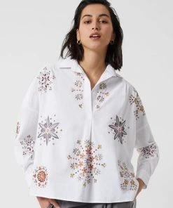 French Connection Shirts Ezan Embroidered Organic Rhodes Shirt