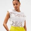 French Connection Tops Ixi Lace Shoulder Pad Top