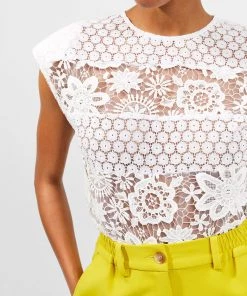 French Connection Tops Ixi Lace Shoulder Pad Top