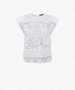French Connection Tops Ixi Lace Shoulder Pad Top