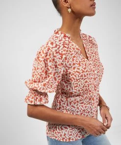 French Connection Helena Recycled Crinkle Georgette Top Sale