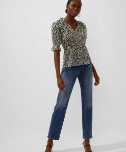 French Connection Helena Recycled Crinkle Georgette Top Sale