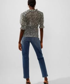 French Connection Helena Recycled Crinkle Georgette Top Sale