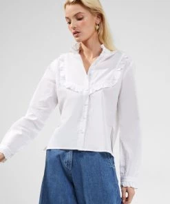 French Connection Zaves Organic Poplin Ruffle Blouse