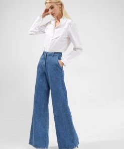 French Connection Zaves Organic Poplin Ruffle Blouse