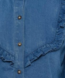 French Connection Zaves Chambray Ruffle Blouse