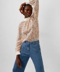 French Connection Diana Recycled Crinkle Long-Sleeved Top