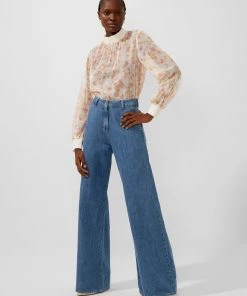 French Connection Diana Recycled Crinkle Long-Sleeved Top
