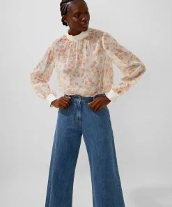 French Connection Diana Recycled Crinkle Long-Sleeved Top