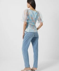 French Connection Diana Drape Puff Sleeve Top