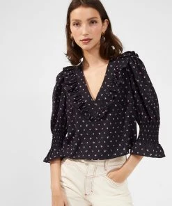 French Connection View All Dylan Ditsy Ruffle-Neck Blouse