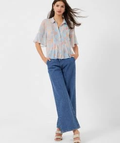 French Connection Diana Crinkle Pintuck Shirt