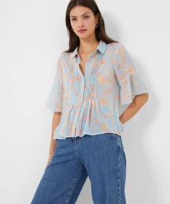 French Connection Diana Crinkle Pintuck Shirt