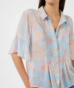 French Connection Diana Crinkle Pintuck Shirt