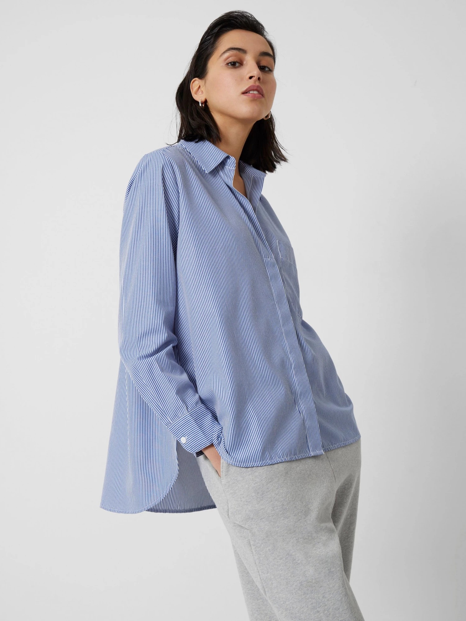 French Connection Thin Stripe Relaxed Popover Shirt Shirts 3 French Connection Thin Stripe Relaxed Popover Shirt Shirts