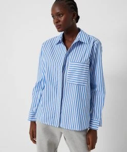 French Connection Thick Stripe Relaxed Popover Shirt