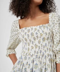 French Connection Doria Smock Balloon-Sleeve Top