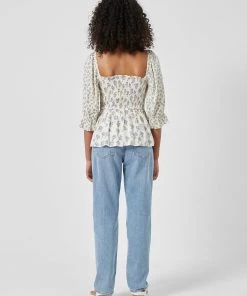 French Connection Doria Smock Balloon-Sleeve Top