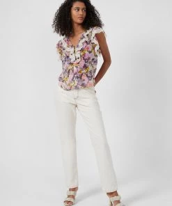French Connection Catlett Recycled Crinkle Lace Ruffle Top