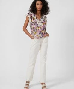 French Connection Catlett Recycled Crinkle Lace Ruffle Top