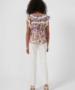 French Connection Catlett Recycled Crinkle Lace Ruffle Top