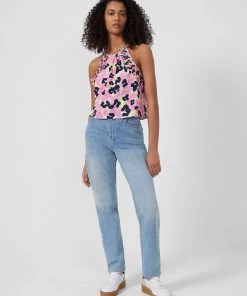 French Connection Cassia Crepe Ruffle Pleat Top Sale