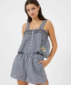 French Connection Adalhia Organic Gingham Smock Shorts New In
