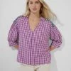 French Connection Adalhia Organic Gingham Puff Sleeve Shirt New In