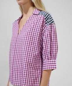 French Connection Adalhia Organic Gingham Puff Sleeve Shirt New In 11 French Connection Adalhia Organic Gingham Puff Sleeve Shirt New In