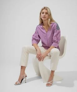 French Connection Adalhia Organic Gingham Puff Sleeve Shirt New In 10 French Connection Adalhia Organic Gingham Puff Sleeve Shirt New In