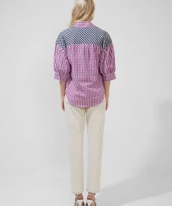 French Connection Adalhia Organic Gingham Puff Sleeve Shirt New In 12 French Connection Adalhia Organic Gingham Puff Sleeve Shirt New In