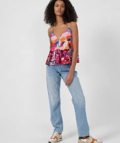 French Connection Isadora Delphine Patch Peplum Top New In