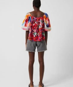 French Connection Isadora Patch Organic Popln Bardot Top