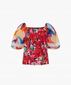 French Connection Isadora Patch Organic Popln Bardot Top