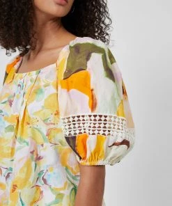 French Connection Isadora Patch Organic Poplin Bardot Top New In 9 French Connection Isadora Patch Organic Poplin Bardot Top New In