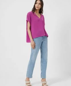 French Connection Crepe Light V Neck Top New In