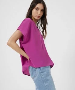 French Connection Crepe Light V Neck Top New In