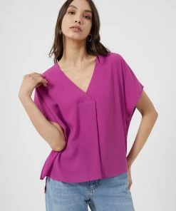 French Connection Crepe Light V Neck Top New In