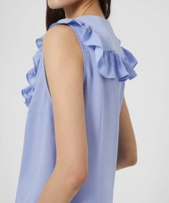 French Connection Crepe Light V Neck Ruffle Top