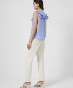 French Connection Crepe Light V Neck Ruffle Top