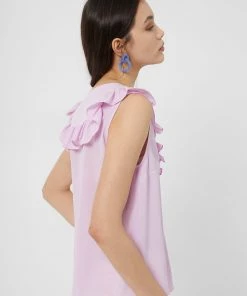 French Connection New In Crepe Light V Neck Ruffle Top