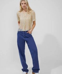 French Connection Doria Crinkle Ruffle Front Top