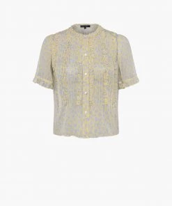 French Connection Doria Crinkle Ruffle Front Top